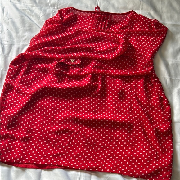 Tommy Hilfiger Red 3/4 Sleeve Blouse with Peter Pan Collar - Picture 5 of 6